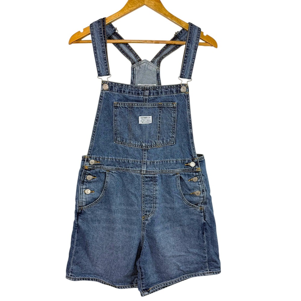 Levi's Denim Shortalls Overalls Shorts Blue Medium Wash 90s Festival Casual S